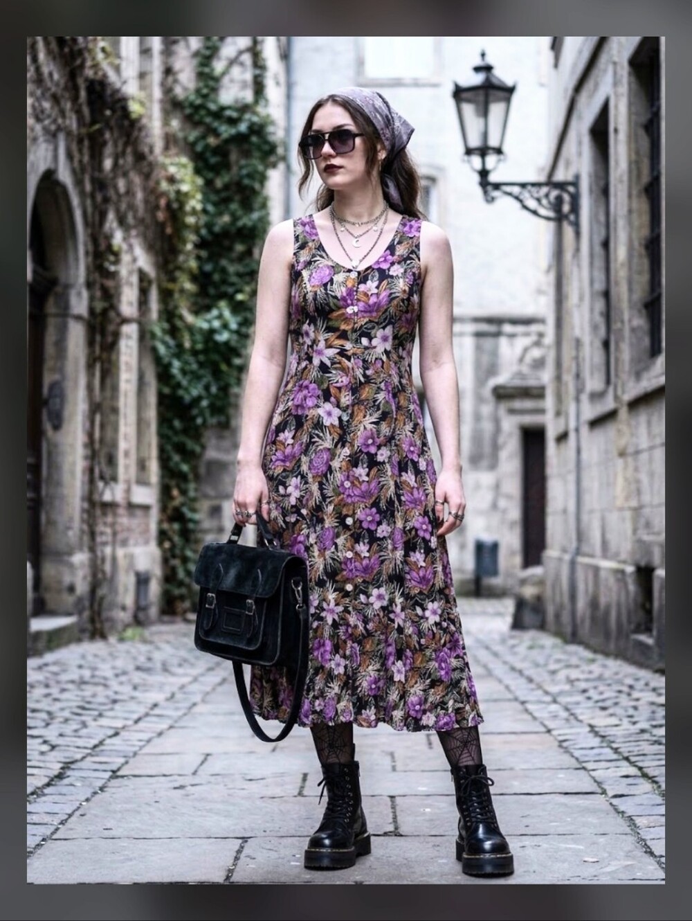 Dressbarn Vintage Rayon Button Tank Midi Dress 14 90s Grunge Whimsigoth #7900